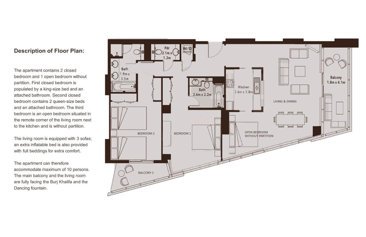 Elite Royal Apartment - Panoramic Full Burj Khalifa, Fountain & Skyline View - Imperial - 2 Bedrooms & 1 Open Bedroom Without Partition Дубай Экстерьер фото